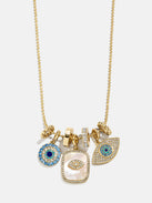 Evil Eye Charm Necklace - Gold/Pavé