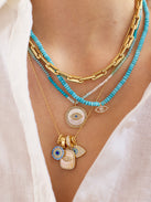 Evil Eye Charm Necklace - Gold/Blue