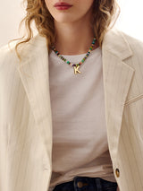 BaubleBar Marcella Semi-Precious Initial Necklace - Multi/Gold - 
    20% Off 2+ Necklaces with code LAYER20
  
