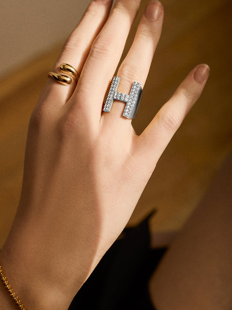 BaubleBar Custom Pave Initial Ring - Silver - 
    Ends Tonight: Enjoy 15% Off thru 1/21
  
