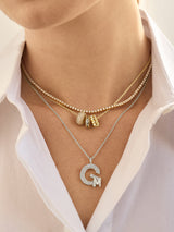 BaubleBar Custom Double Initial Pavé Necklace - Pavé/Silver - 
    20% Off 2+ Necklaces with code LAYER20
  
