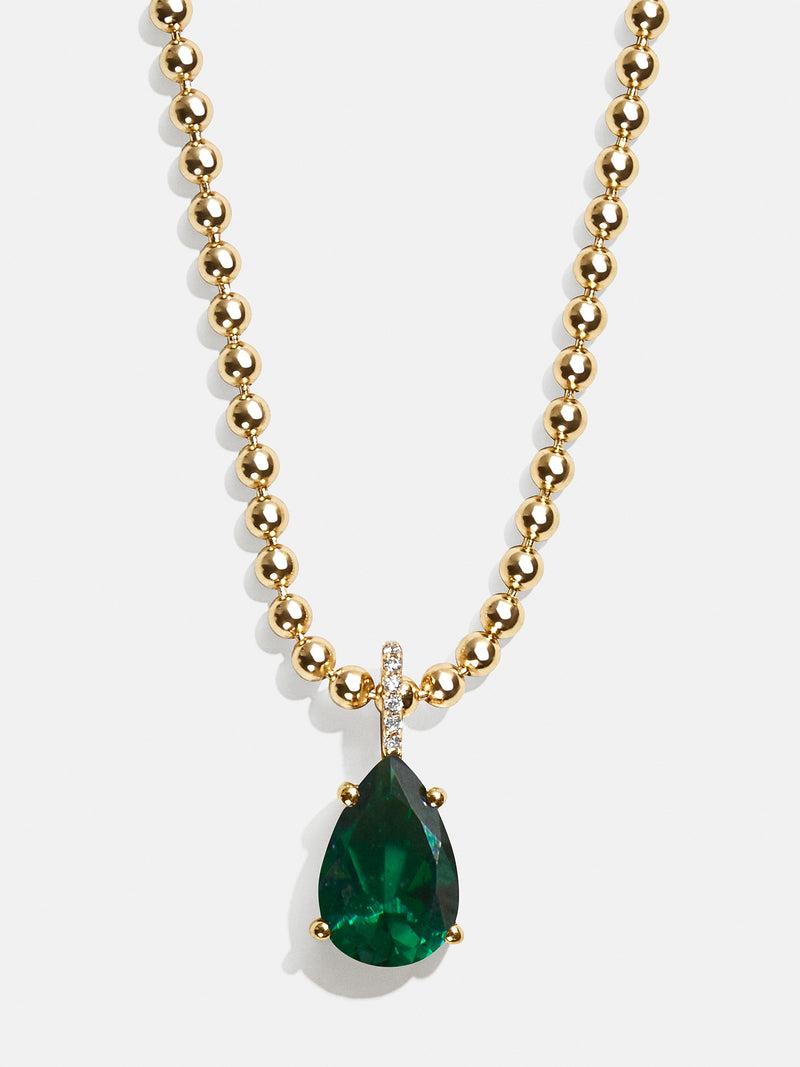 18K Gold Esther Birthstone Necklace - Emerald