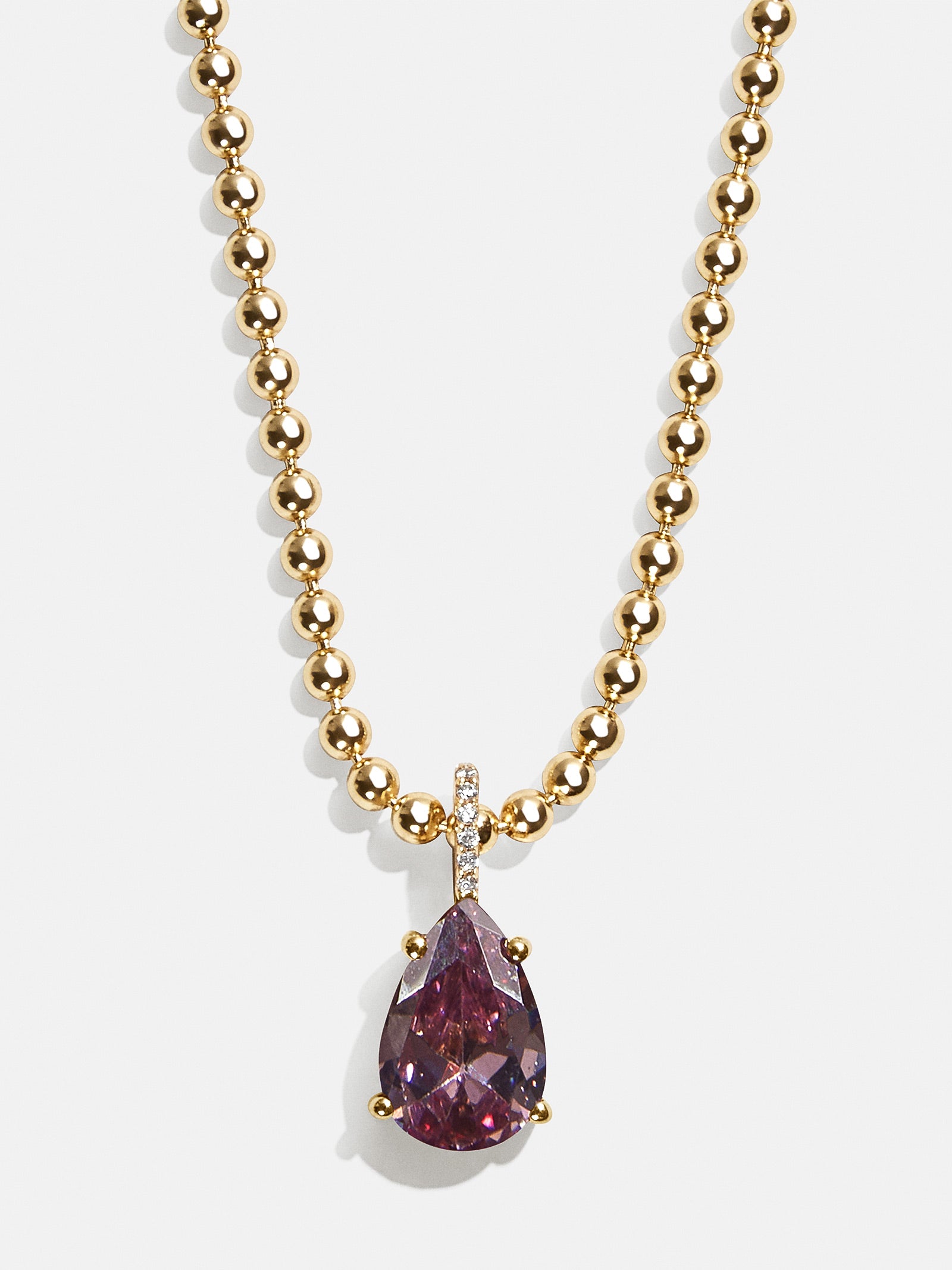 18K Gold Esther Birthstone Necklace - Light Amethyst