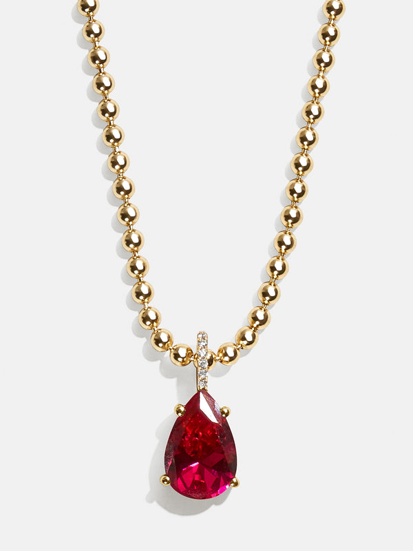 18K Gold Esther Birthstone Necklace - Ruby