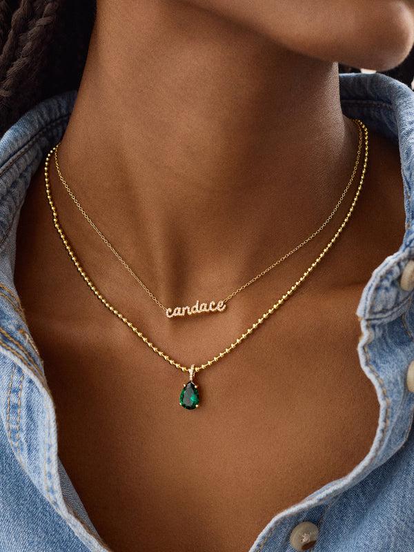 18K Gold Esther Birthstone Necklace - Crystal