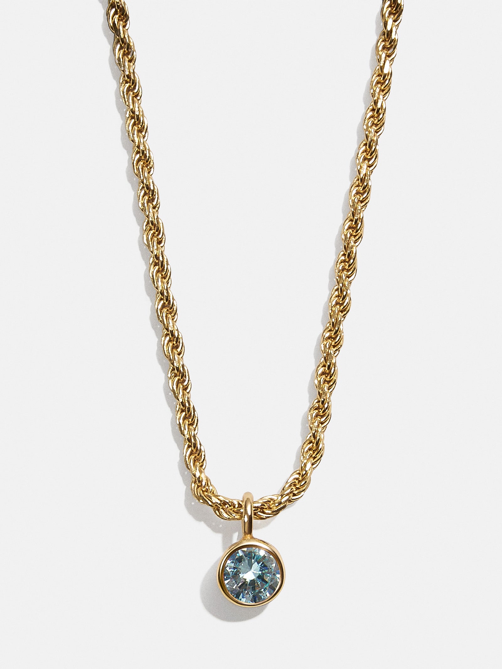 18K Gold Florence Birthstone Necklace - Aquamarine