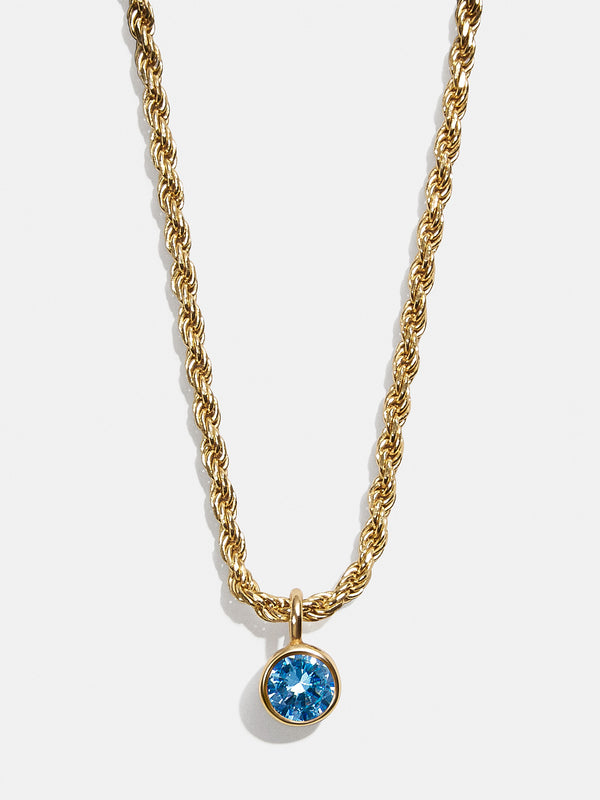 18K Gold Florence Birthstone Necklace - Blue Zircon