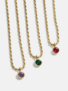 18K Gold Florence Birthstone Necklace - Emerald