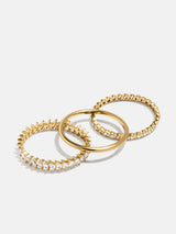 BaubleBar 18K Gold Willow Ring Set - Gold/Pavé - 
    18K Gold Plated Sterling Silver, Cubic Zirconia
  
