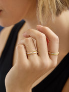 18K Gold Willow Ring Set - Gold/Pavé