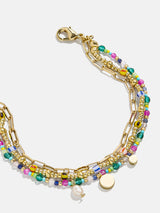 BaubleBar Rowan Semi-Precious Layered Bracelet - Paperclip Chain - 
    3-in-1 bracelet featuring semi-precious beads and chain
  
