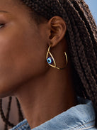 Evil Eye Hoop Earrings - Blue/Gold