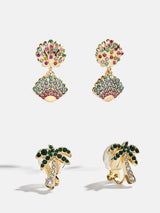 BaubleBar Island Time Kids’ Clip-On Earring Set - Seashell - 
    One pair of seashell earrings, one pair of palm tree earrings
  
