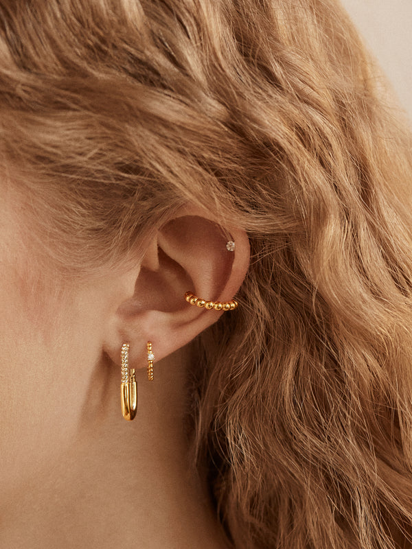 18K Gold Pisa Ear Cuff - Gold/Pavé