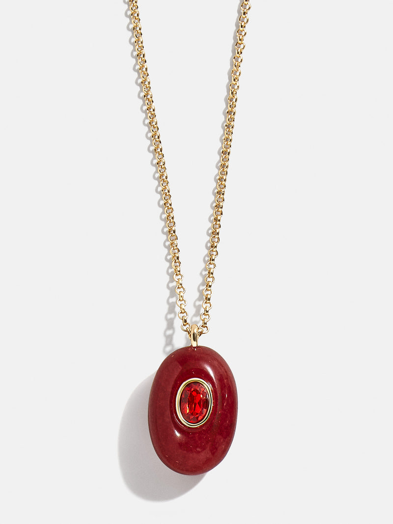 Aura Semi-Precious Pendant Necklace - Red