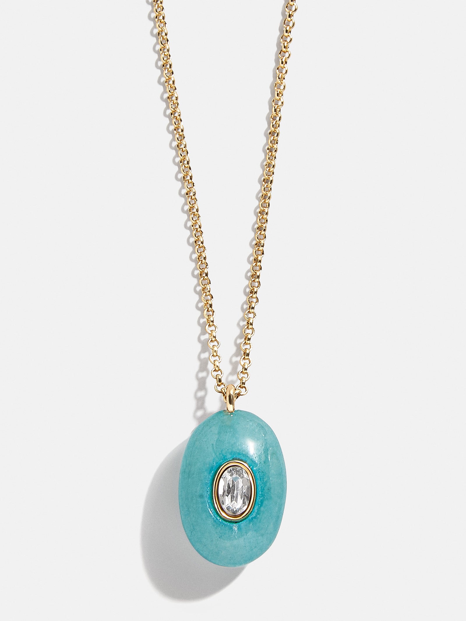 Aura Semi-Precious Pendant Necklace - Light Blue