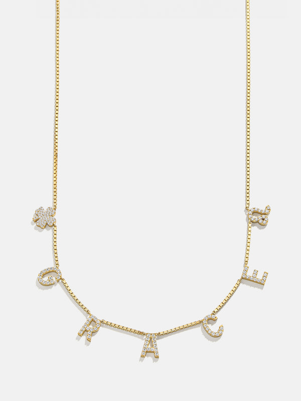 18K Gold Custom Icon Necklace - 18K Gold Plated Sterling Silver. Pavé Cubic Zirconia Stones