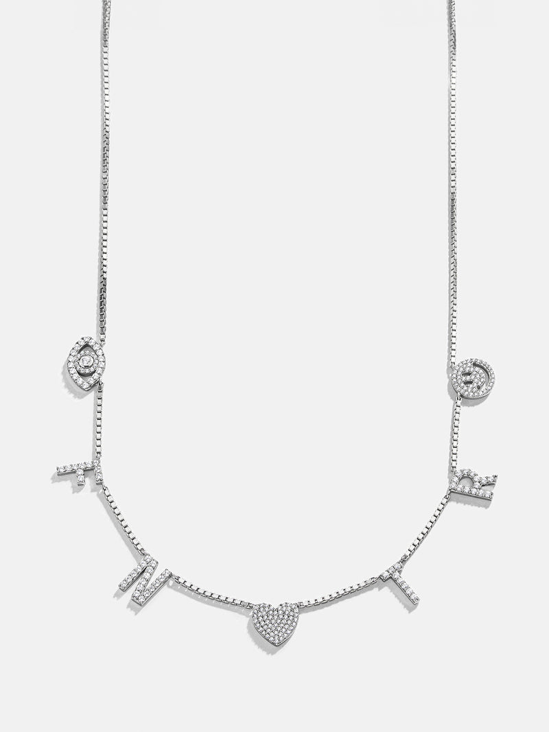 Sterling Silver Custom Icon Necklace - Pavé/Silver