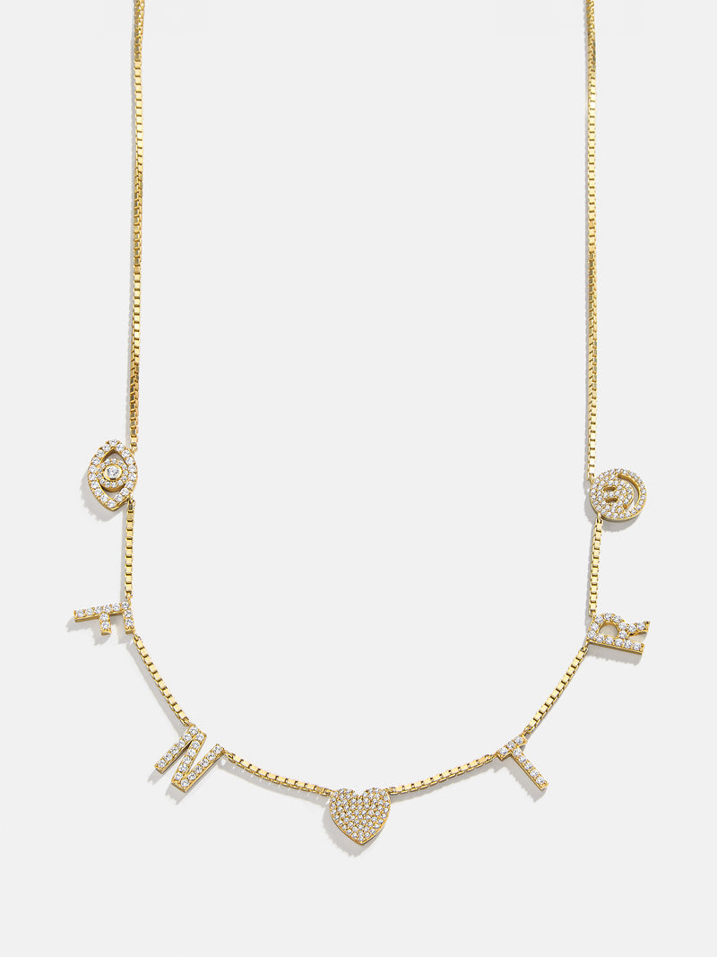 BaubleBar 18K Gold Custom Icon Necklace - Gold/Pavé - 
    18K Gold Plated Sterling Silver, Cubic Zirconia
  
