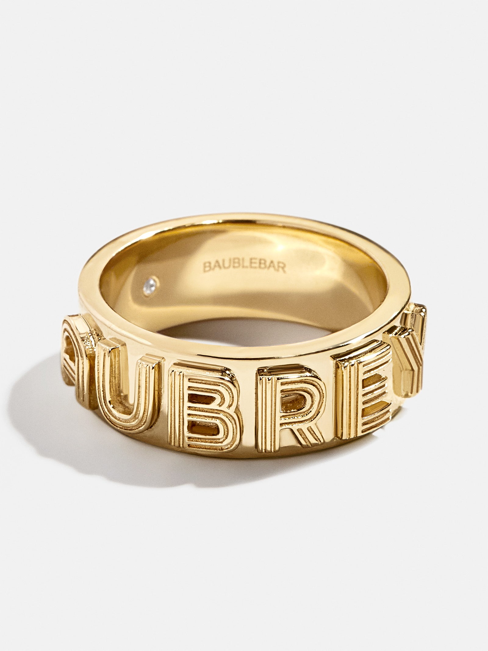 18K Gold Custom Etched Block Ring - Gold