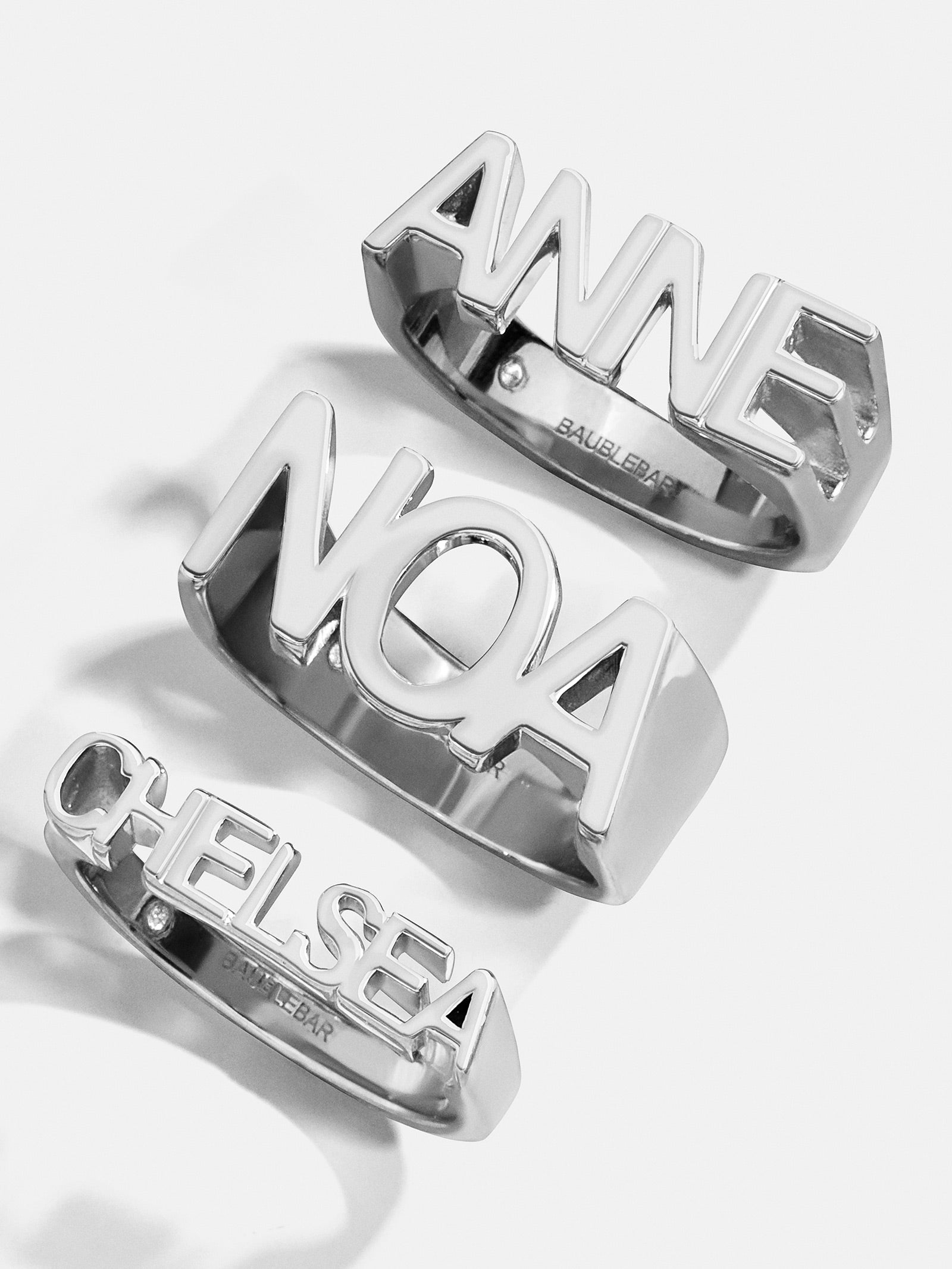 Sterling Silver Custom Fineline Nameplate Ring - Silver