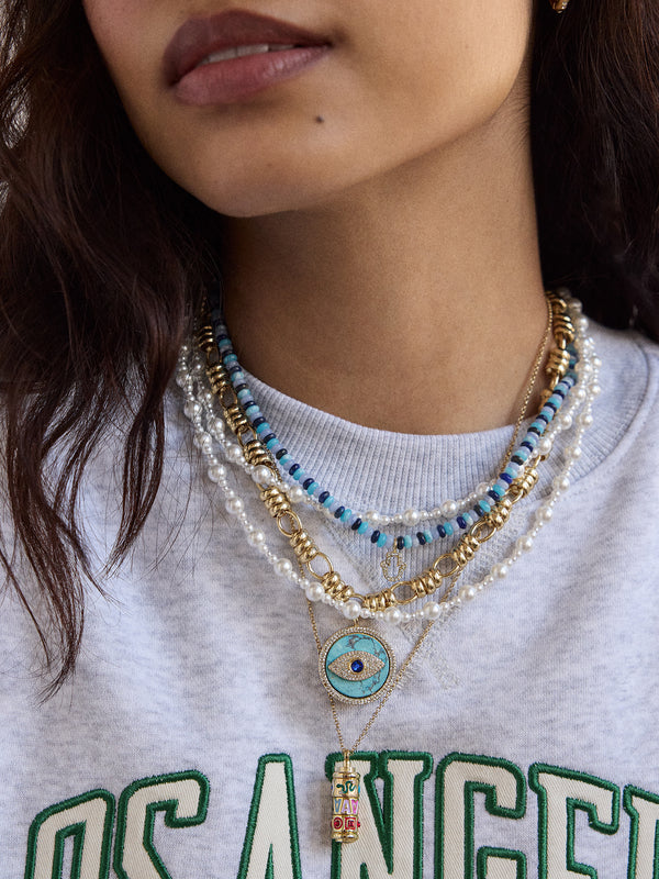 Sohla Evil Eye Statement Necklace - Gold/Turquoise