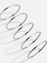 BaubleBar Alexia Bangle Bracelet Set - Silver - 
    Set of 5 hinge bangle bracelets
  
