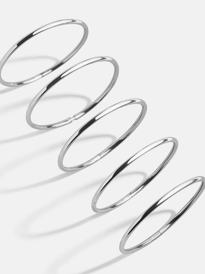 BaubleBar Alexia Bangle Bracelet Set - Silver - 
    Set of 5 hinge bangle bracelets
  
