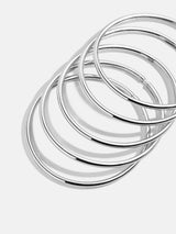 BaubleBar Alexia Bangle Bracelet Set - Silver - 
    Set of 5 hinge bangle bracelets
  
