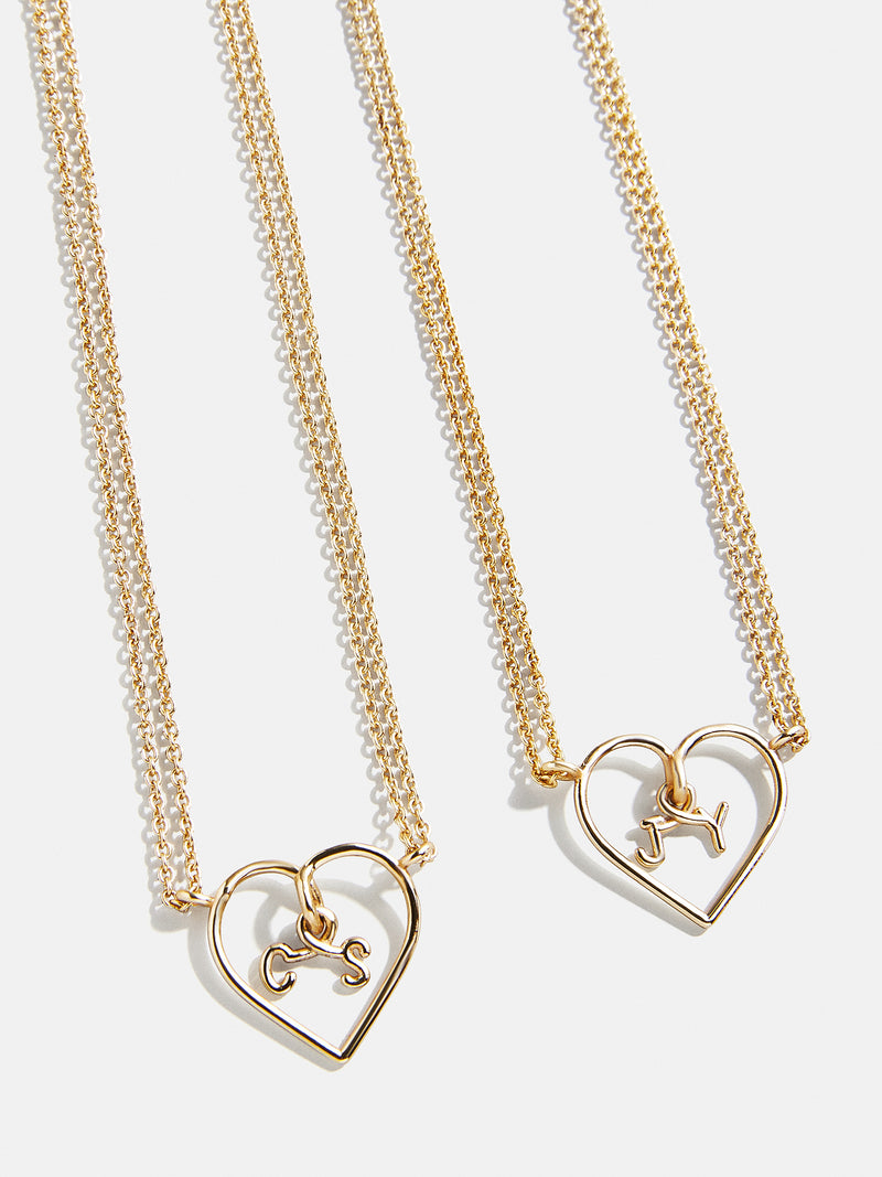 Custom Initial Wired Heart Necklace - Gold