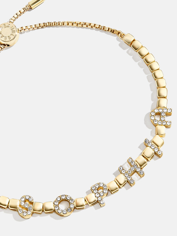 Custom Nameplate Tennis Bracelet - Gold/Pavé