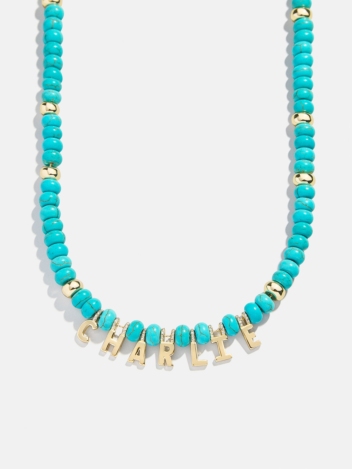 Custom Semi-Precious Nameplate Necklace - Turquoise