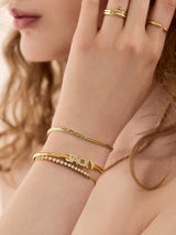 BaubleBar Custom Pavé Letter Cuff Bracelet - Gold/Pavé - 
    Customizable open cuff bracelet
  
