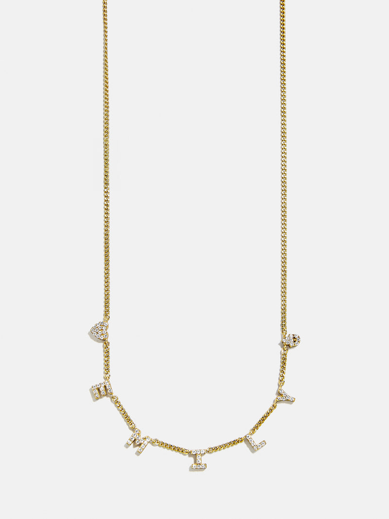 18K Gold Custom Mini Icon Necklace - 18K Gold Plated Sterling Silver. Pavé Cubic Zirconia Stones