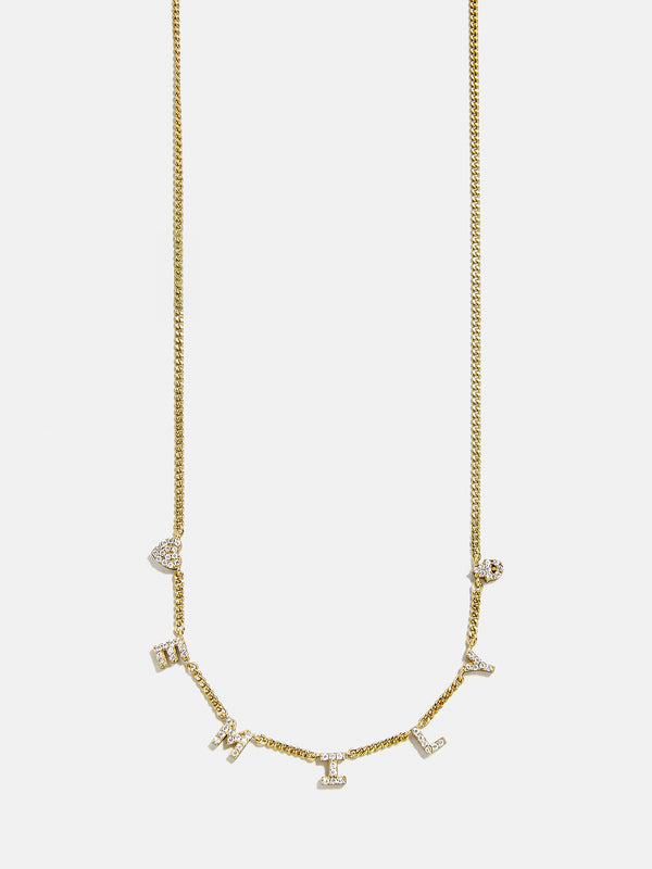 18K Gold Custom Mini Icon Necklace - 18K Gold Plated Sterling Silver. Pavé Cubic Zirconia Stones