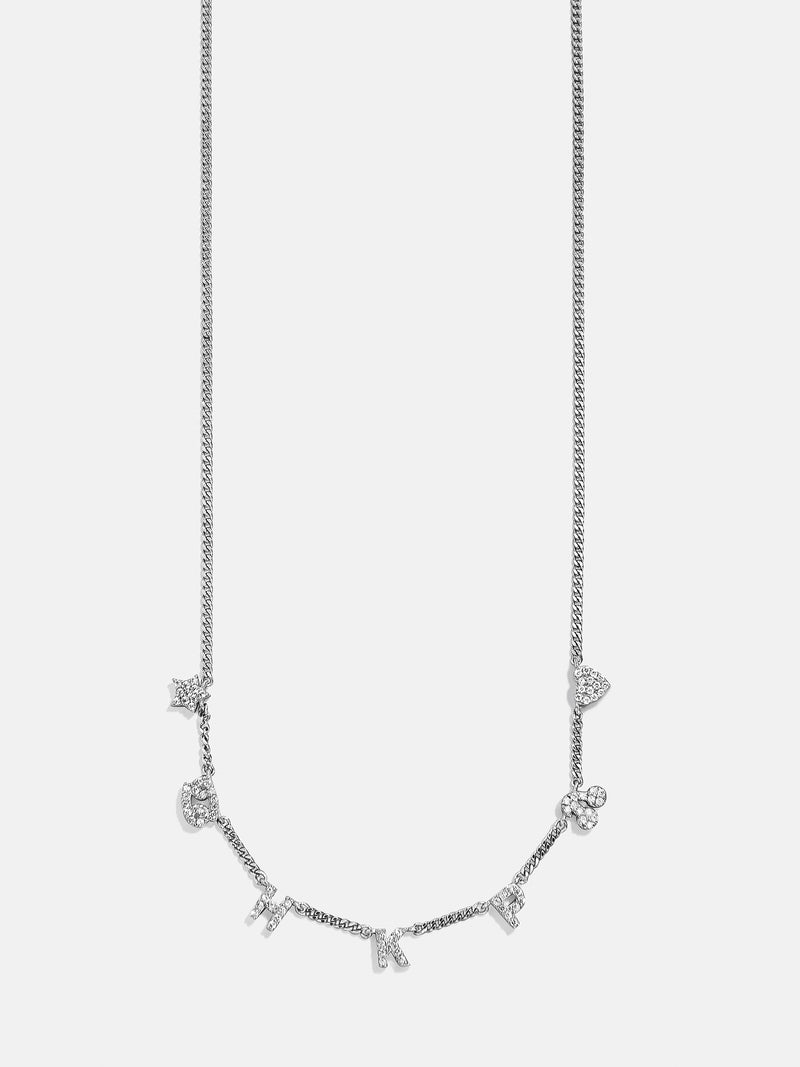 Sterling Silver Custom Mini Icon Necklace - Sterling Silver. Pavé Cubic Zirconia Stones