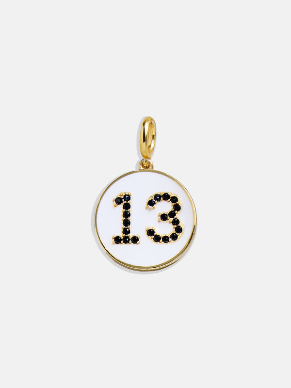 Custom Enamel Number Charm - Gold