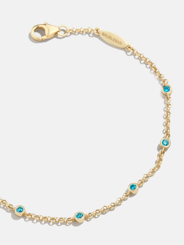 Yasmine 18K Birthstone Bracelet - Blue Zircon