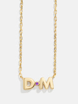 BaubleBar 18K Gold Double Initial Birthstone Custom Necklace - Amethyst - 
    18K Gold Plated Sterling Silver, Cubic Zirconia stones
  
