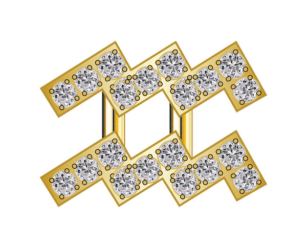 Aquarius Zodiac Icon - Pavé Gold