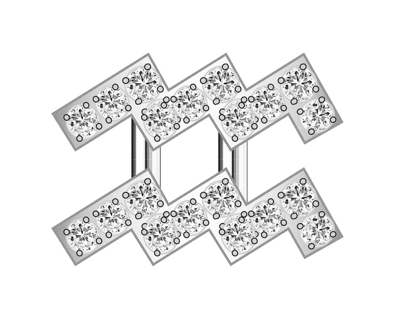 Aquarius Zodiac Icon - Pavé Silver