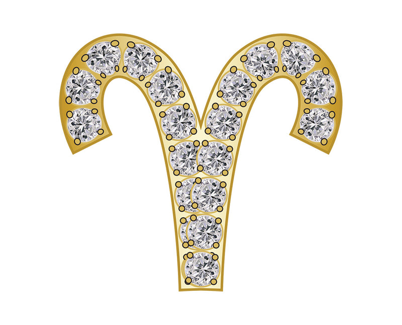 Aries Zodiac Icon - Pavé Gold