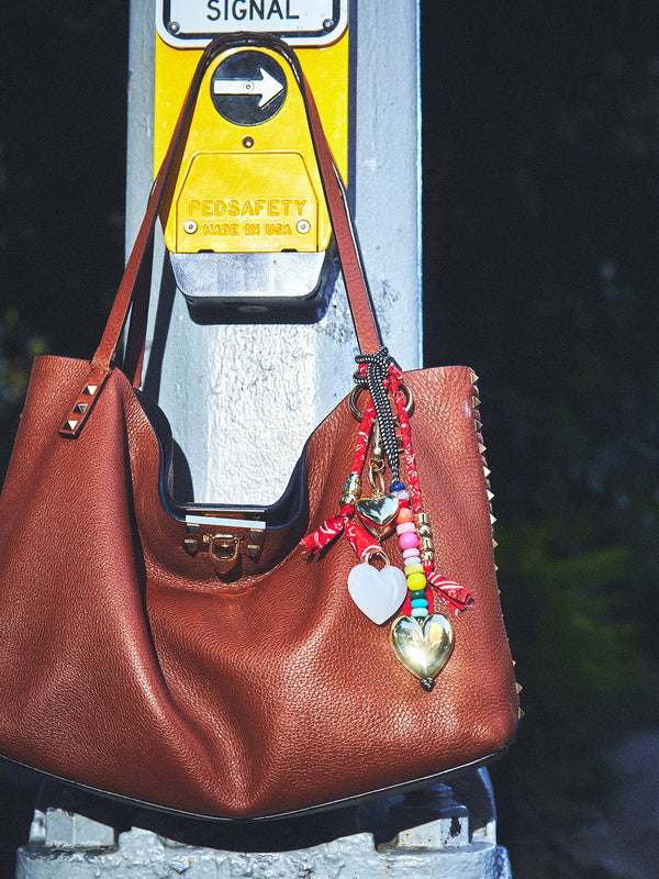 Kenna Braided Bandana Bag Charm - Red