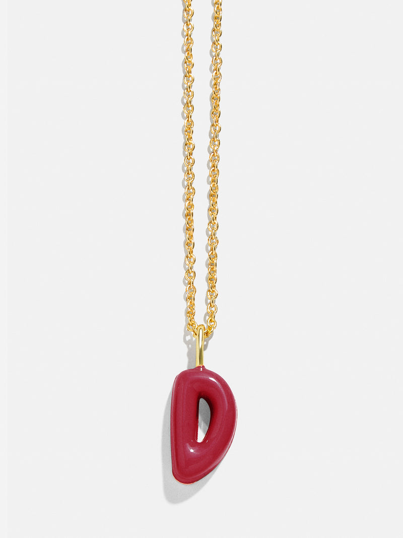 Mini Bubble Initial Necklace - Dark Red