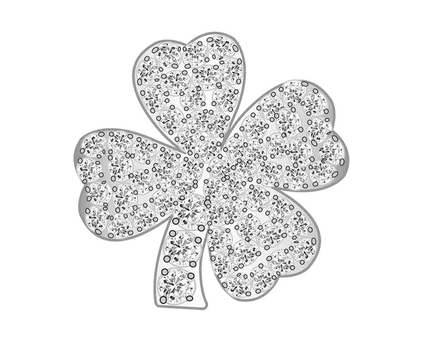 Clover Icon - Pavé Silver