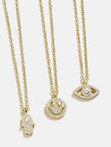 BaubleBar 18K Gold Motif Necklace - Evil Eye - 
    18K Gold Plated Sterling Silver, Cubic Zirconia
  
