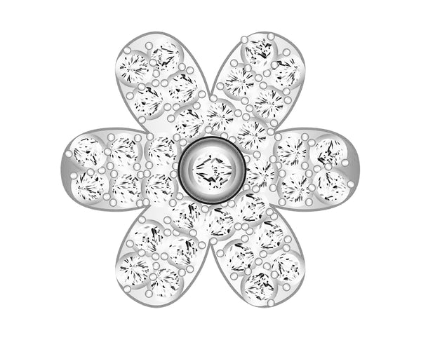 Flower Icon - Pavé Silver