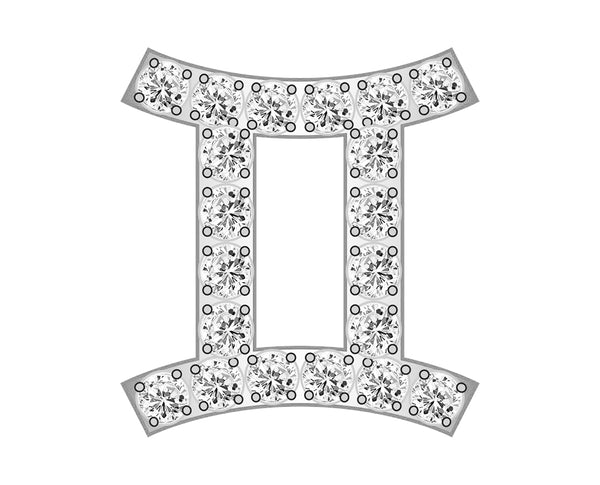 Gemini  Zodiac Icon - Pavé Silver