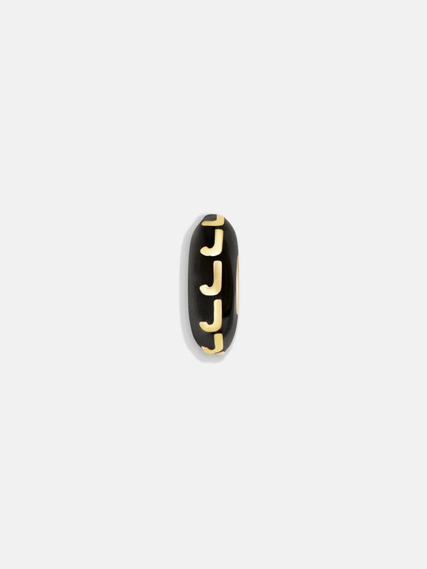 Black Initial Bead Charm - J