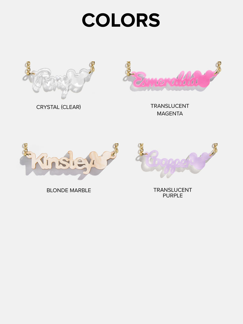 BaubleBar Disney Mickey Mouse Custom Acrylic Nameplate Necklace - Translucent Magenta - 
    Enjoy 20% Off: One week only
  
